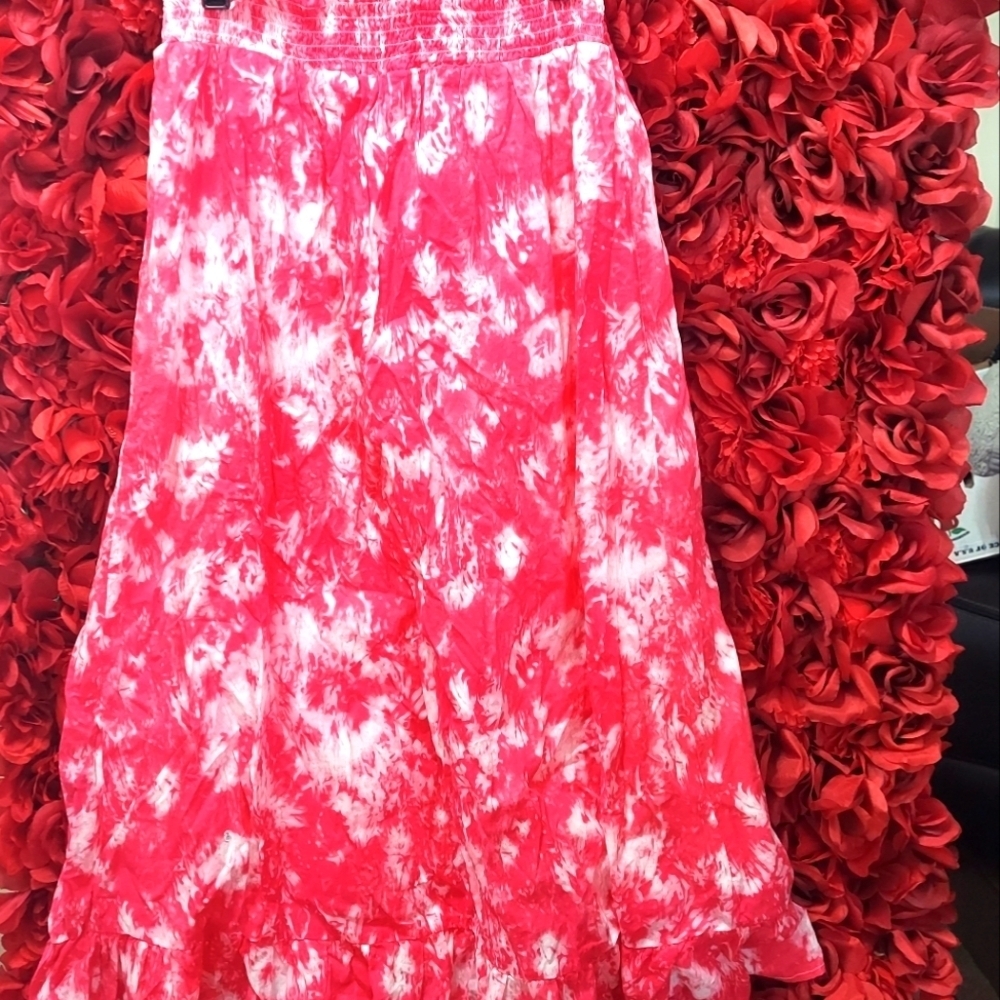 Cherokee Girls Size 14/16 Pink Tie Dye Maxi Skirt with White Lining